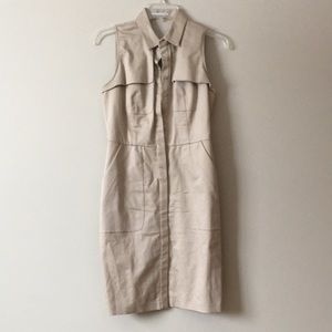 Tahari sleeveless shirt dress in khaki